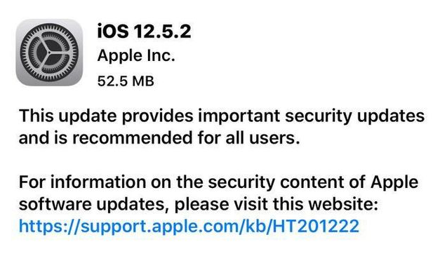 焉耆苹果手机维修分享iOS12.5.2发布，建议所有老苹果用户安装 